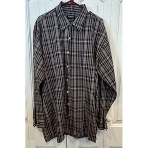 Vintage Sovereign Men's XL Plaid Button Up Shirt Made USA Long Sleeve 65/35